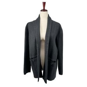 J Crew Open Front Camille Sweater Blazer‎ Jacket Medium Button Pockets Grey